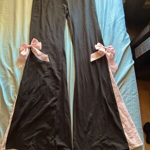 coquette flare pants with bows
